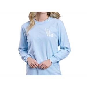 NEW TIN HAUL long sleeve cactus and stars screen print shirt in blue